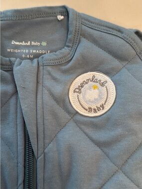 Dreamland Baby Blue Weighted Swaddle - Quilted Infant Sleep Sack (0-6 months)
